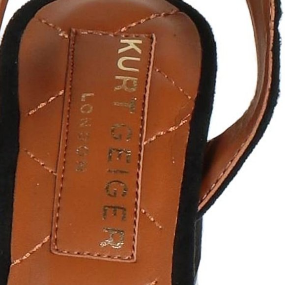 NEW! Kurt Geiger London Black Suede Jewel Embellished Ankle Strap Heel Shoes - Picture 14 of 16
